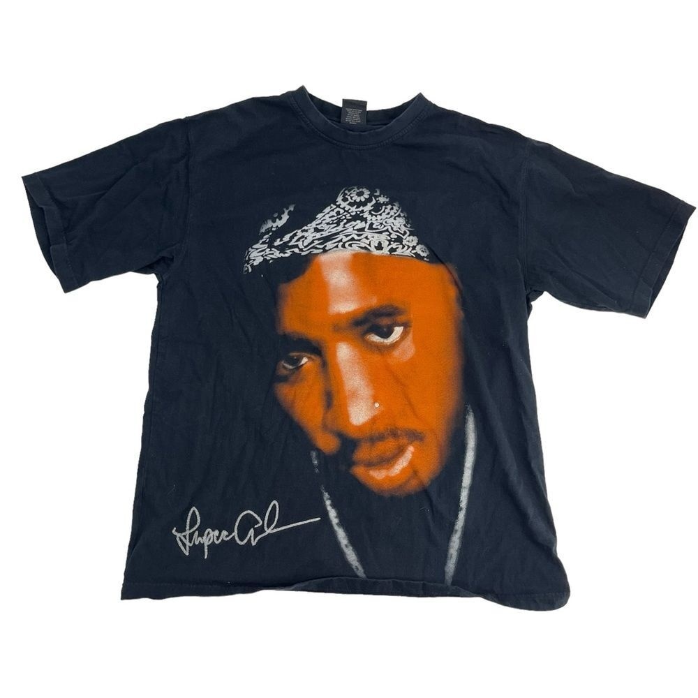 Vintage Tupac Shirt Mens XL Black Rap Tee Bootleg Short Sleeve 90s Y2K Hip Hop‎